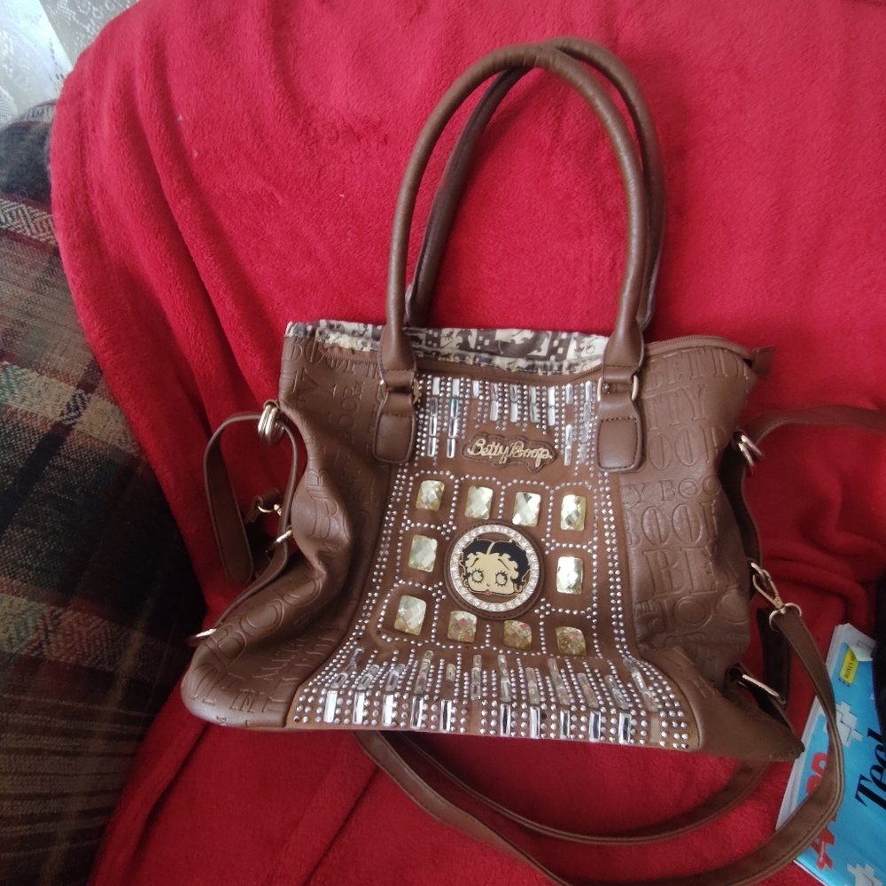 Betty Boop Brown Tote with Gold Accents